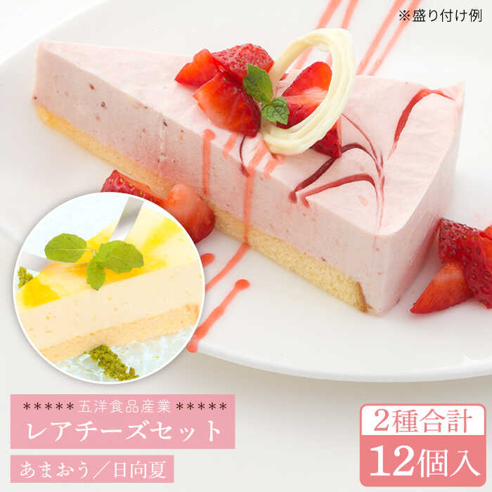 レアチーズケーキ(あまおう/ 日向夏) ケーキ 2種12個 冷凍 糸島市 / 五洋食品産業 [AQD008] お祝い バースデー クリスマス 誕生日ケーキ 冷凍ケーキ 詰め合わせ