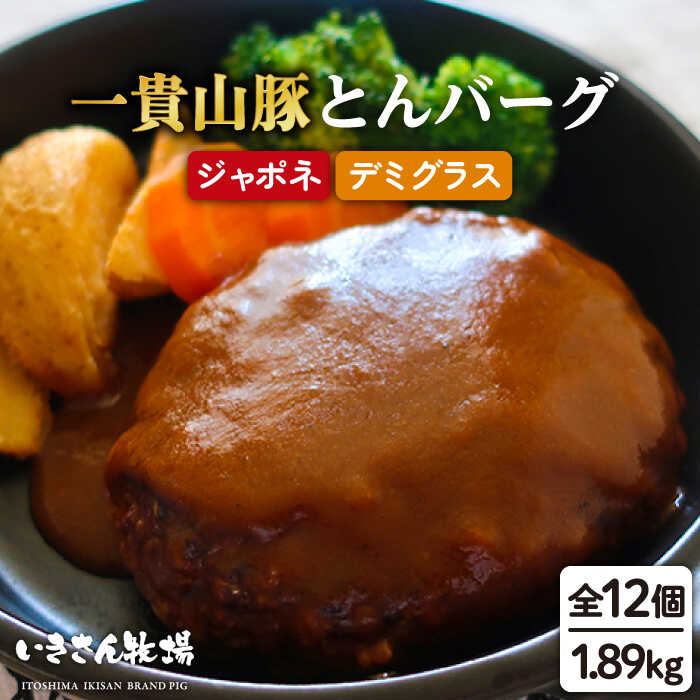 一貴山豚 とんバーグ 12個( 6個×2種 ) 糸島市 / いきさん牧場 [AGB003] ハンバーグ デミグラス 冷凍 詰め合わせ 湯せん おかず 冷凍 ストック