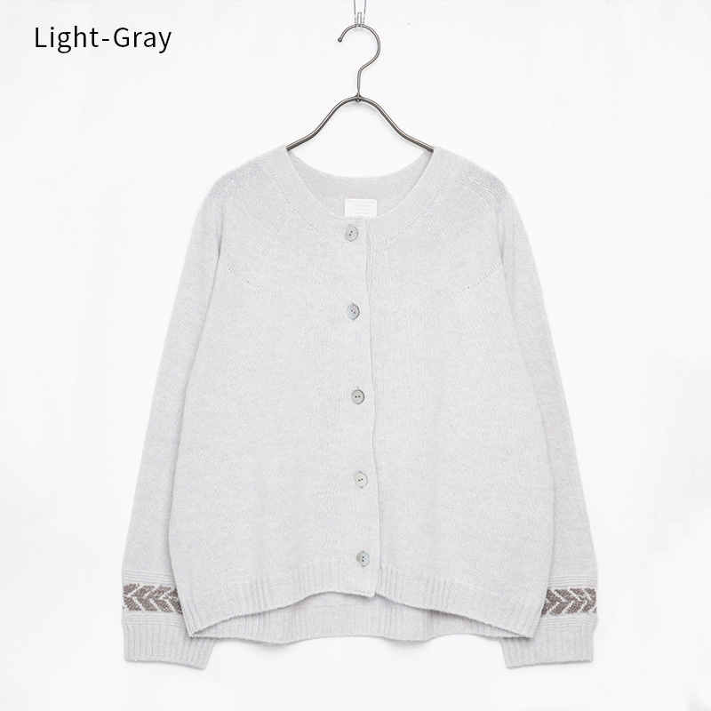 【ライトグレー】プレスジャガードカーディガン BCA12407WA Sato-S2 佐藤繊維 【 天然素材 ウール アンゴラ シンプル 着心地 レディース カーディガン maalisukuu 山形県 寒河江市 獣毛糸 上質 日本製 国内製造 山形 秋 冬 】　062-H-SS035-lightgray