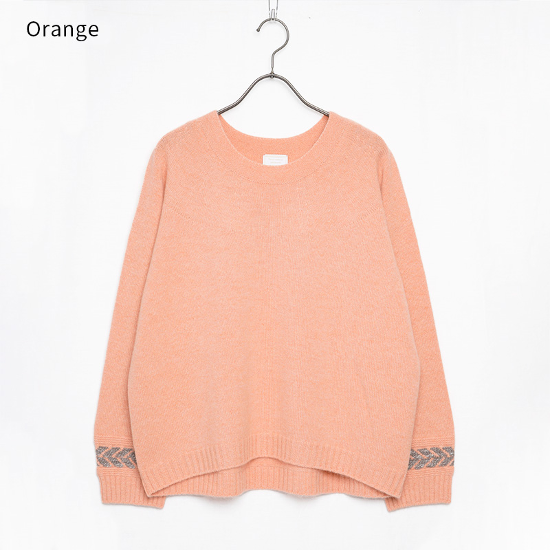 【オレンジ】プレスジャガードプルオーバー BCA12408WA Sato-S2 佐藤繊維 【 天然素材 ウール アンゴラ シンプル 着心地 レディース セーター maalisukuu 山形県 寒河江市 獣毛糸 上質 日本製 国内製造 山形 秋 冬 】　052-H-SS036-orange