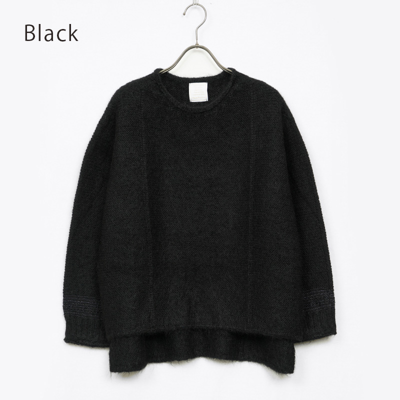 【ブラック】モヘヤニットプルオーバー BCA12409WA Sato-S2 佐藤繊維 【 天然素材 ウール モヘア シンプル 着心地 レディース プルオーバー maalisukuu 山形県 寒河江市 獣毛糸 上質 セーター 日本製 国内製造 東北 山形 秋 冬 】　055-H-SS037-black