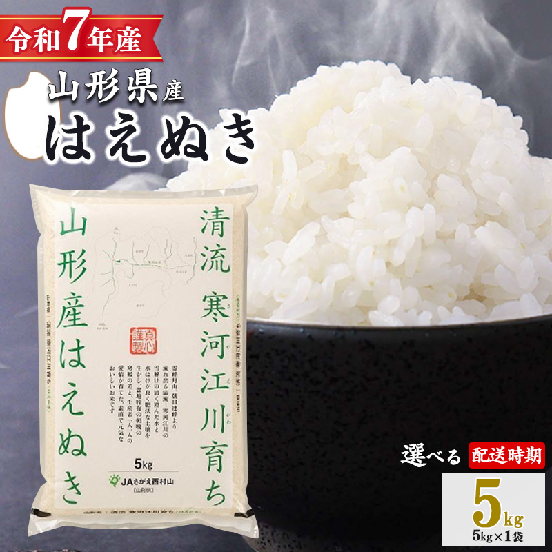 ＜ 2026年2月上旬＞ 令和7年産 はえぬき 5kg（5kg×1袋）清流寒河江川育ち 山形産はえぬき 2025年産　017-C-JA007-202602上