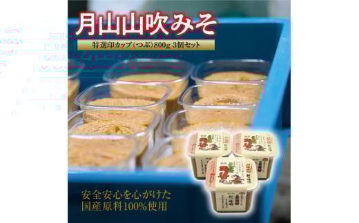 【現代の名工】月山山吹みそ 特選印カップ(つぶ)800g×3個セット 011-G-MT006