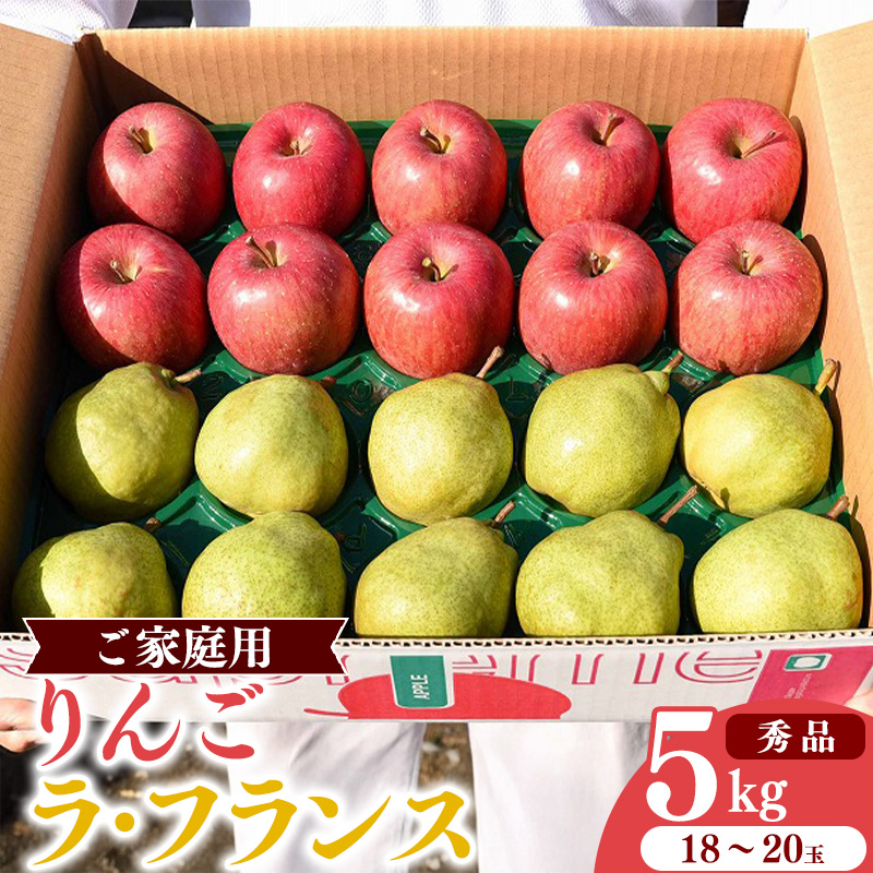 《農家直送》りんご と ラ・フランス 合計5kg(18~20玉) 秀品 山形県産《ご家庭用》 【2025年12月上旬頃~下旬頃発送予定】 012-B-HK005