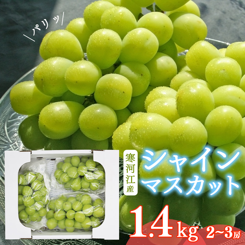 「シャインマスカット」 2-3房（計1.4kg） 山形県産 2025年産 令和7年産 【2025年9月下旬頃から10月下旬頃発送予定】 ※ 配送不可 沖縄・離島　018-B-MM022
