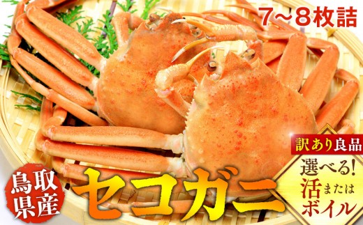 【活】鳥取県産セコガニ 訳あり 良品7~8枚詰《かに カニ 蟹 セコガニ》※2025/11/6~2025/12/25に順次発送予定※着日指定不可  離島不可(北海道、沖縄本島は配送可能)