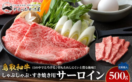 643.鳥取和牛サーロイン しゃぶしゃぶ・すき焼き用 500g 【化粧箱入り】【国産 鳥取和牛 和牛 焼肉 肉 にく すき焼き しゃぶしゃぶ 鳥取県 北栄町 おすすめ 人気】