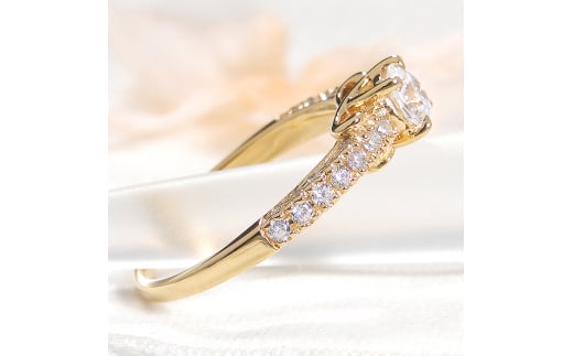指輪 K8YG イエローゴールド ダイヤモンド 計0.63ct【中石 0.3ct