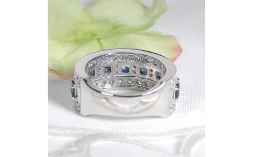 指輪 プラチナ PT900 ダイヤモンド 1.2ct 幅広 ブルーサファイア