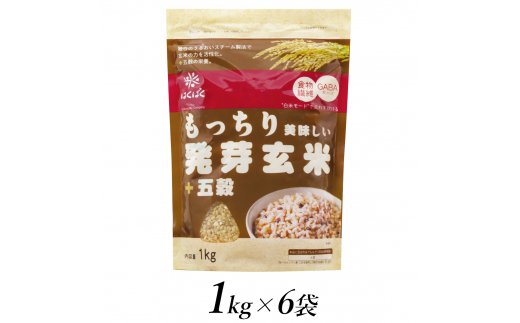 2.3-9-7はくばく　もっちり美味しい発芽玄米＋五穀　1kgx6個　ALPAN027