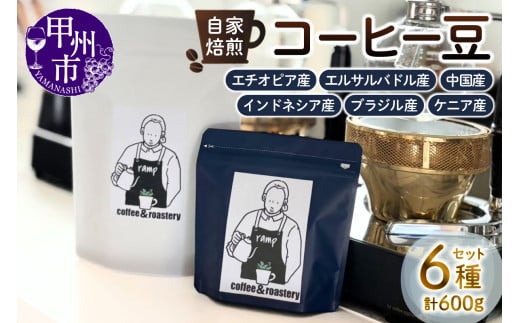 【ramp】自家焙煎 コーヒー豆 6種類 各100g 計600g（MG）D-1560