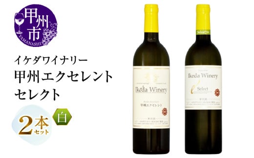 イケダワイナリー 2本セット[甲州エクセレント / セレクト白](MG)B15-746 [ワイン 白ワイン やや甘口 やや辛口 甲州市 山梨県]