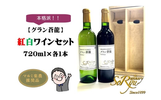 本格派[グラン蒼龍]赤・白(県産葡萄使用)各1本セット(MRN)B12-312 [ワイン 蒼龍葡萄酒 赤ワイン 白ワイン 甲州市 山梨県]