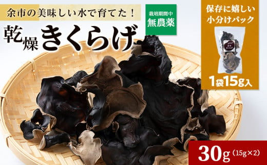 余市町産 乾燥きくらげ15g×2袋 国産 北海道産