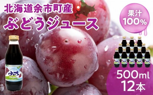 ぶどうジュース500ml×12本セット ストレート 北海道産