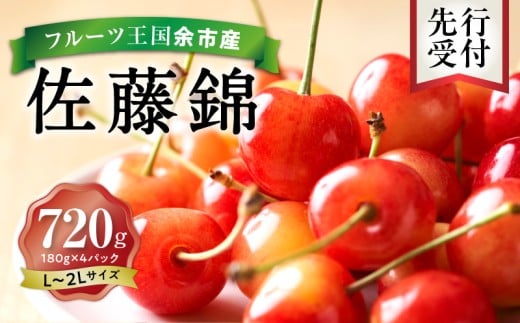 2026年発送[先行予約]令和8年産 佐藤錦[L〜2Lバラ詰め]180g×4[ニトリ観光果樹園]さくらんぼの王様 余市 北海道 フルーツ王国 さくらんぼ サクランボ 桜桃 佐藤錦 余市産さくらんぼ 人気さくらんぼ ニトリ