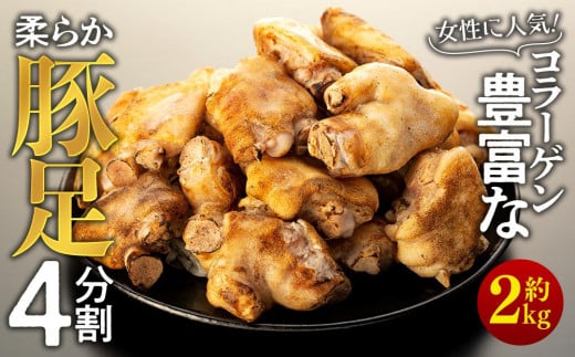 女性に人気!コラーゲン豊富な柔らか豚足4分割(約2kg)