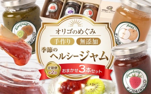 ＜年2回 定期便＞季節のヘルシージャム3本セット 【おまかせ3本セット・150ｇｘ3本（合計450ｇ）】× 2回