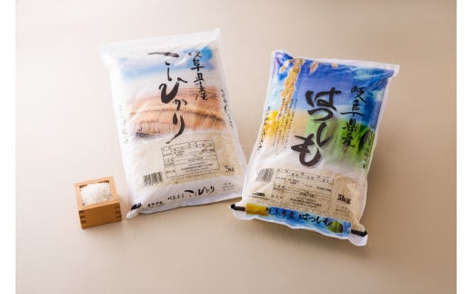 岐阜県 産 ハツシモ 5kg ・ 岐阜県 産 コシヒカリ 5kg 各1袋 味比べセット | お米 米 白米 精米 ごはん 食べ比べ