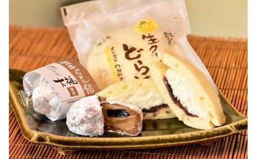 チーズ生クリームどら焼き（6個）と生キャラメル餡大福（6個）の詰め合わせ | 和菓子処 満つ葉 お菓子 和菓子 どら焼き 生どら焼き 大福 おやつ M14S67
