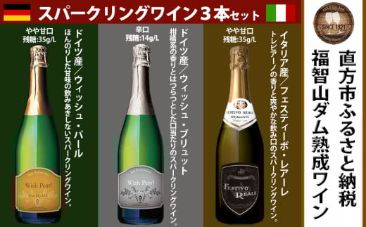 福智山ダム熟成 スパークリングワイン 3本詰め合わせ セット FD323 750ml 熟成ワイン ワイン 酒 お酒