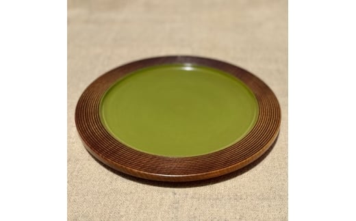 <香川漆器>24cm盛皿 千筋内オリーブ【1620821】