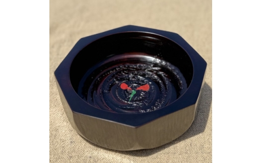 <香川漆器>18cmカット鉢 黒塗花【1620833】