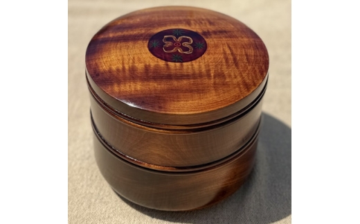 <香川漆器>18cm二段丸重箱 橘花文【1620850】