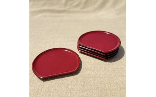 <香川漆器>半月銘々皿 後藤塗5枚組【1620851】