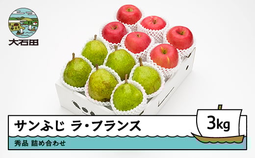 サンふじ & ラ・フランス 詰め合わせ 秀品 3kg 化粧箱入 詰め合わせ 令和7年産 2025年産 12月上旬~1月中旬頃発送 送料無料 りんご リンゴ 洋梨 西洋梨 ラフランス 果物 フルーツ アソート ギフト 山形県産 送料無料 ※沖縄・離島への配送不可 ns-fsrlx3