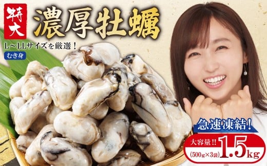 急速冷凍! 国産牡蠣1.5kg(500g×3袋)冷凍 加熱用 殻なし 牡蠣フライ・鍋に◎ 国産 牡蠣 海鮮 急速凍結 鍋 の季節に もつ鍋 水炊き 寄せ鍋 にも合う 小分け カキフライ 牡蠣フライ グラタン にも最適!時短 福岡県 赤村 4S2