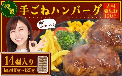 赤村養生館 特製手ごねハンバーグ 14個 B19