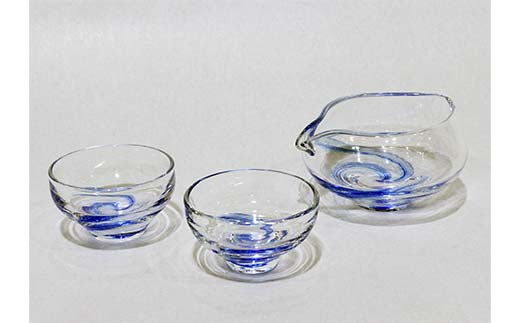 <ガラス作家 橋本倫礼>冷酒揃え「清水」 硝子 ガラス 冷酒揃え 冷酒 酒器 橋本倫礼 贈り物 ギフト F6L-056
