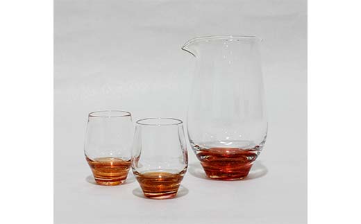 <ガラス作家 橋本倫礼>冷酒揃え「夕輝」 硝子 ガラス 冷酒揃え 冷酒 酒器 橋本倫礼 贈り物 ギフト F6L-060