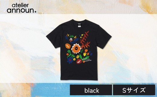 ANNOUNオリジナルTシャツ【Flower T（black Sサイズ）】| Tシャツ アート アトリエ アンノウン オリジナルTシャツ 就労支援B型 クオリティー株式会社 福祉 アパレル 埼玉県 草加市