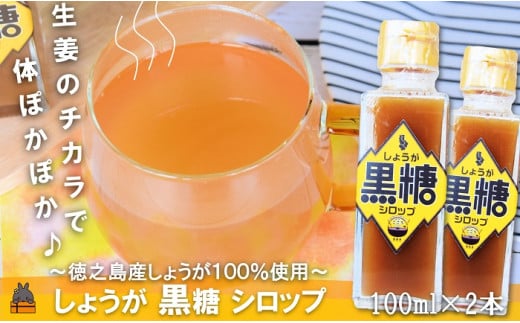 2329 徳之島産しょうが100%使用！体ぽかぽか！しょうが黒糖シロップ（100ml×2本） （ しょうが 生姜 ショウガ 黒糖 黒砂糖 シークニン ドリンク 飲み物 しょうが湯 生姜湯 調味料 瓶 国産 徳之島 奄美 鹿児島 美味しい キッチンこころ ）
