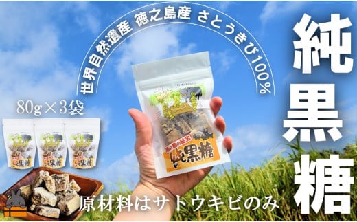 2340 世界自然遺産 徳之島産さとうきび100%使用 徳之島の純黒糖(3袋)( 黒糖 甘味 和菓子 さとうきび お茶請け 調味料 こだわり ポストイン配送 レターパックライト 受け取り簡単 ポスト投函 南の島 徳之島 奄美 鹿児島 世界自然遺産 徳北カンパニー )