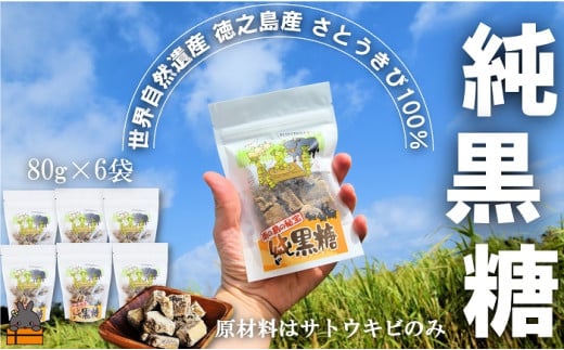 2341 世界自然遺産 徳之島産さとうきび100%使用 徳之島の純黒糖(6袋)( 黒糖 甘味 和菓子 さとうきび お茶請け 調味料 こだわり レターパックプラス 南の島 徳之島 奄美 鹿児島 世界自然遺産 徳北カンパニー )