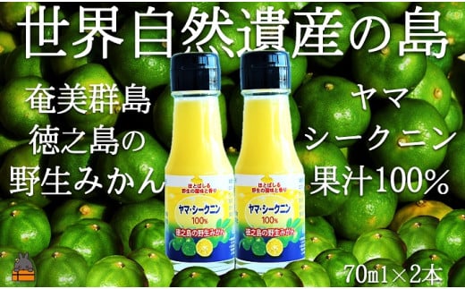 1156 ~野生の島みかんの味~徳之島のヤマ・シークニン果汁(70ml×2本) ( 調味料 柑橘 果物 薬味 果汁 ドレッシング ドリンク ジュース ヤマシークニン 野生みかん 奄美 鹿児島 鍋 焼き魚 料理  お酒 焼酎 酸味 ダイキチ食品 )