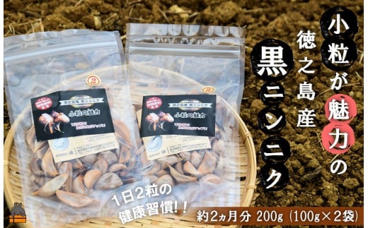 2145 ～こだわりの小粒が魅力！～徳之島産黒ニンニク(200g（100g×2袋）) ( にんにく 健康食品 黒にんにく 自家栽培 徳之島 奄美 世界自然遺産 野菜 こだわり 完熟肥料 安心 安全 長寿 デコチャン農園 甘み フルーツのような美味しさ レターパック配送 ポストイン )