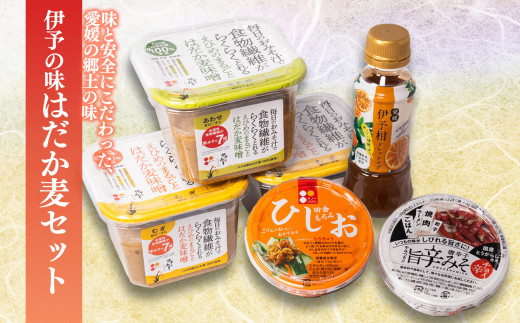 伊予の味 はだか麦セット | はだか麦 はだかむぎ 味噌 みそ 味噌汁 唐辛子 おつまみ ドレッシング サラダ 愛媛県 松前町 えひめけん まさきちょう 松前町おすすめ ギノーみそ