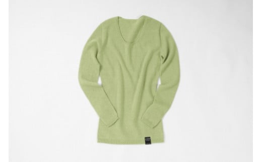 NUONEカシミヤシルククルーネックプルオーバー　ライム １(9号)