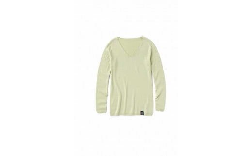 NUONE海島綿Vネック9分袖プルオーバー　ピスタチオ 3(13号)