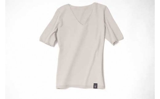 NUONE海島綿Vネック半袖プルオーバー スティールグレー 1(9号)