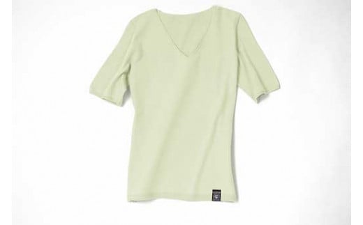 NUONE海島綿Vネック半袖プルオーバー ピスタチオ 1(9号)