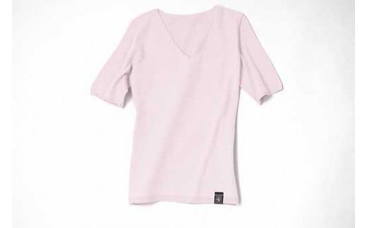 NUONE海島綿Vネック半袖プルオーバー ライトピンク 1(9号)