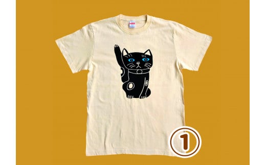 オリジナル 手刷り Ｔシャツ 【まねきねこ　Sサイズ】メンズ  レディース かわいい おしゃれ 通年 日用品 シャツ Sサイズ Mサイズ Lサイズ XLサイズ イラスト
