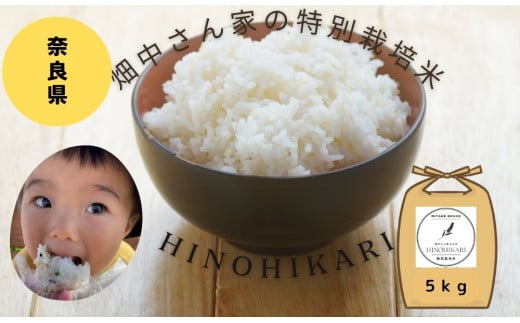 畑中さんがこだわり抜いて育てた 特別栽培米（減農薬米） ｢ひのひかり｣  白米 玄米 可５㎏ 奈良県 三宅町 ヒノヒカリ：玄米