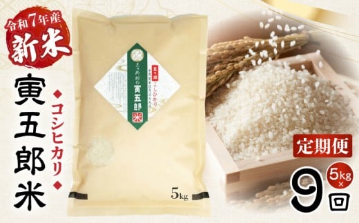 【9か月定期便】【令和7年産 新米】三ヶ所米の寅五郎米コシヒカリ 5kg|  お米 米 ご家庭用 家庭用 自分用 おすそ分け 寅五郎米 コシヒカリ こしひかり 精米 白米 白飯 白ご飯 棚田 おむすび おにぎり お弁当 炭水化物 主食 お取り寄せ グルメ 普段使い 定期便 |_Tk019-t039