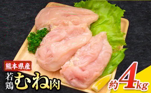大容量 鶏肉 熊本県産 若鶏むね肉 内容量 4kg《30日以内に出荷予定(土日祝除く)》  モモ肉 モモ 若鶏モモ 鶏モモ ムネ 鶏ムネ ムネ肉 若鶏ムネ